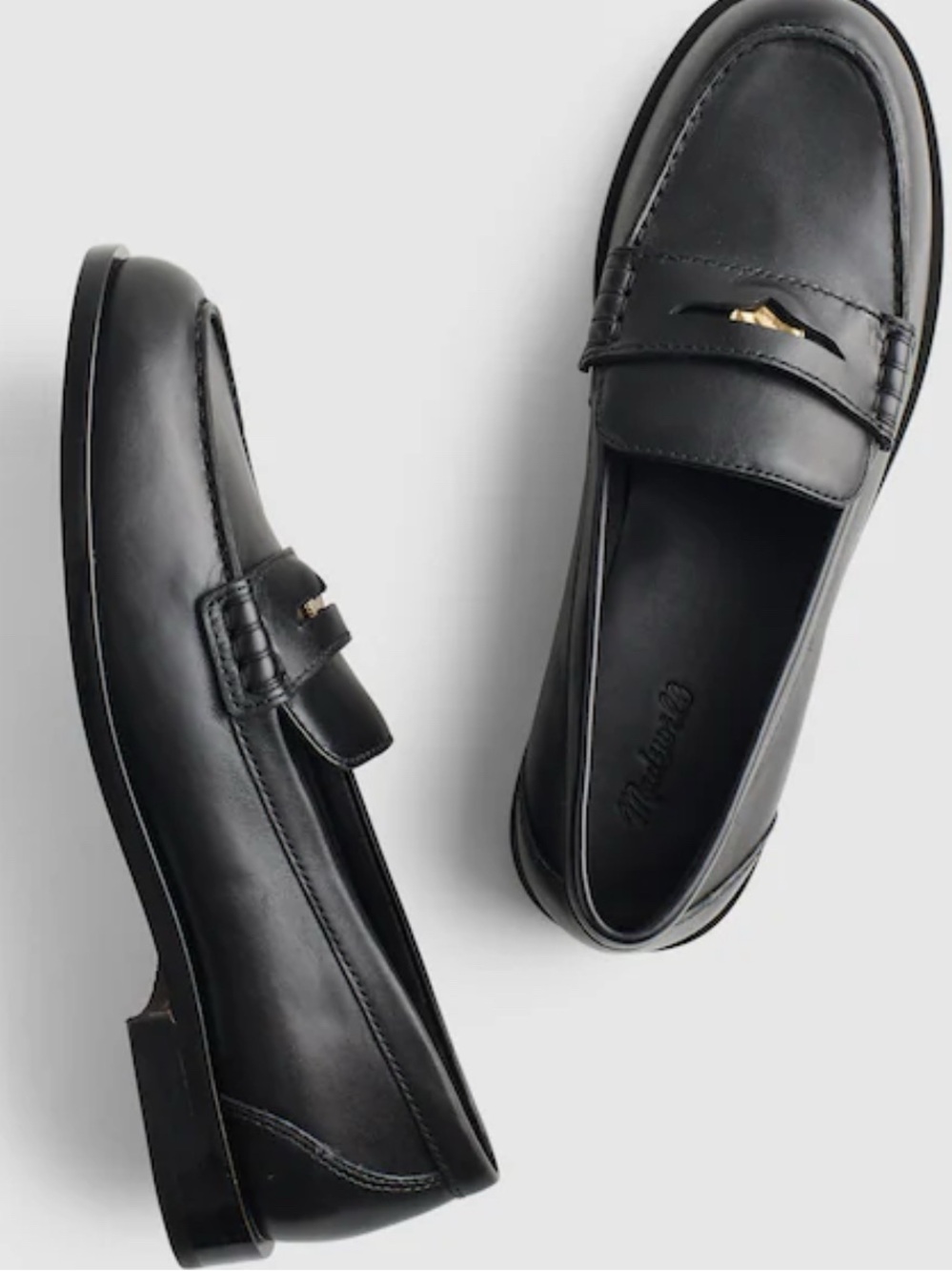 Madewell Grayson Black Penny Loafers in Smooth Leather - 9.5